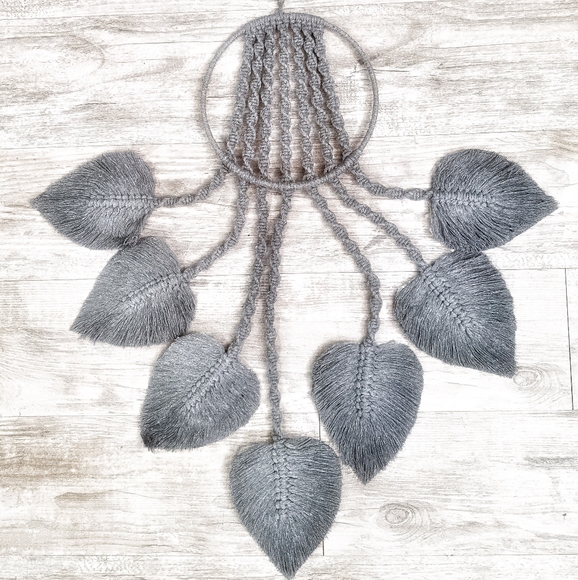 Charcoal Grey Boho Macrame Hanging Tapestry - Picture 11 of 11